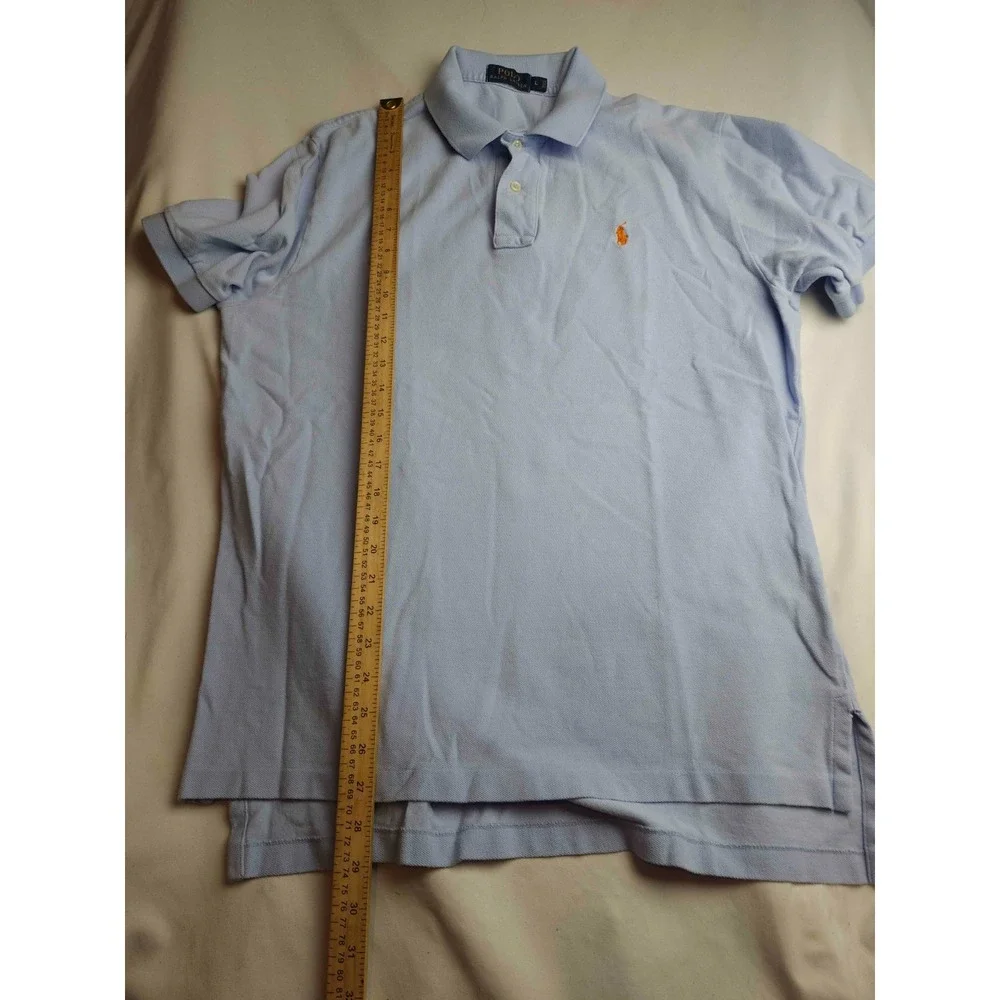 Polo Ralph Lauren Polo Shirt Mens Large Light Blue Knit Short Sleeve Preppy